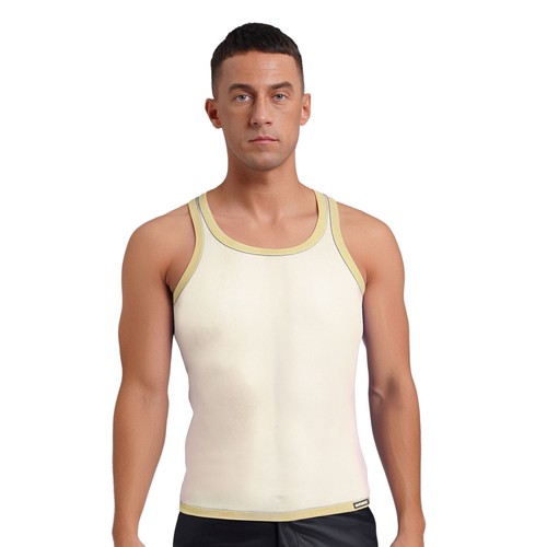 Camiseta sin mangas de malla transparente transpirable para hombre espalda deportiva y de verano - Imagen 35 de 65