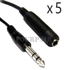 5 Pack Lot 15ft 1/4" Stereo Male to Female Extension Audio Amp Guitar TRS Cable