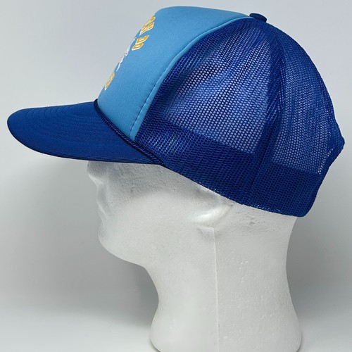 Vintage 80s Tae Kwon Do Karate Club Trucker Hat Cap Blue Mesh Snapback 5 Panel - Bild 6 von 9