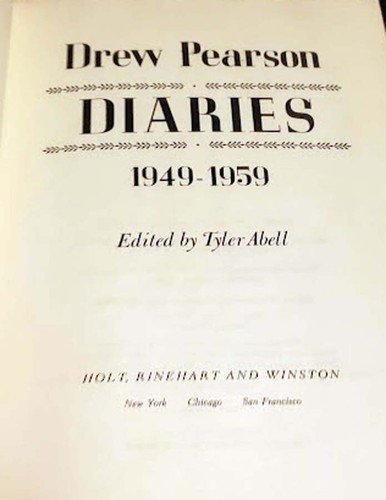 Diaries 1949-1959, Drew Pearson ed. by Tyler Abell HB/DJ Feb. 1974 1st FINE/VG - Picture 3 of 3