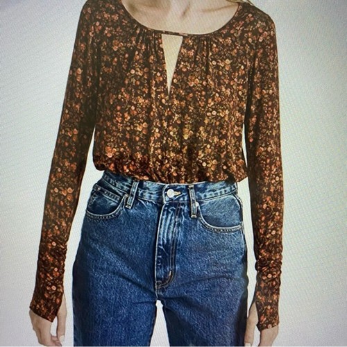 Free People Intimately Free Boho Kaya Printed Bodysuit Chocolate XS NWT - Picture 14 of 14