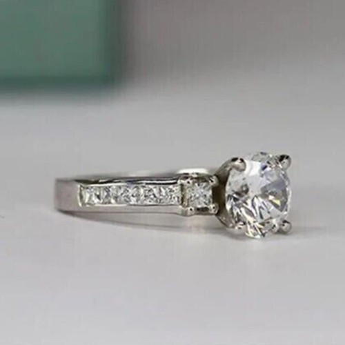 2.50 CT Round Cut Moissanite Solitaire Engagement Ring 14K Solid White Gold - Bild 2 von 7