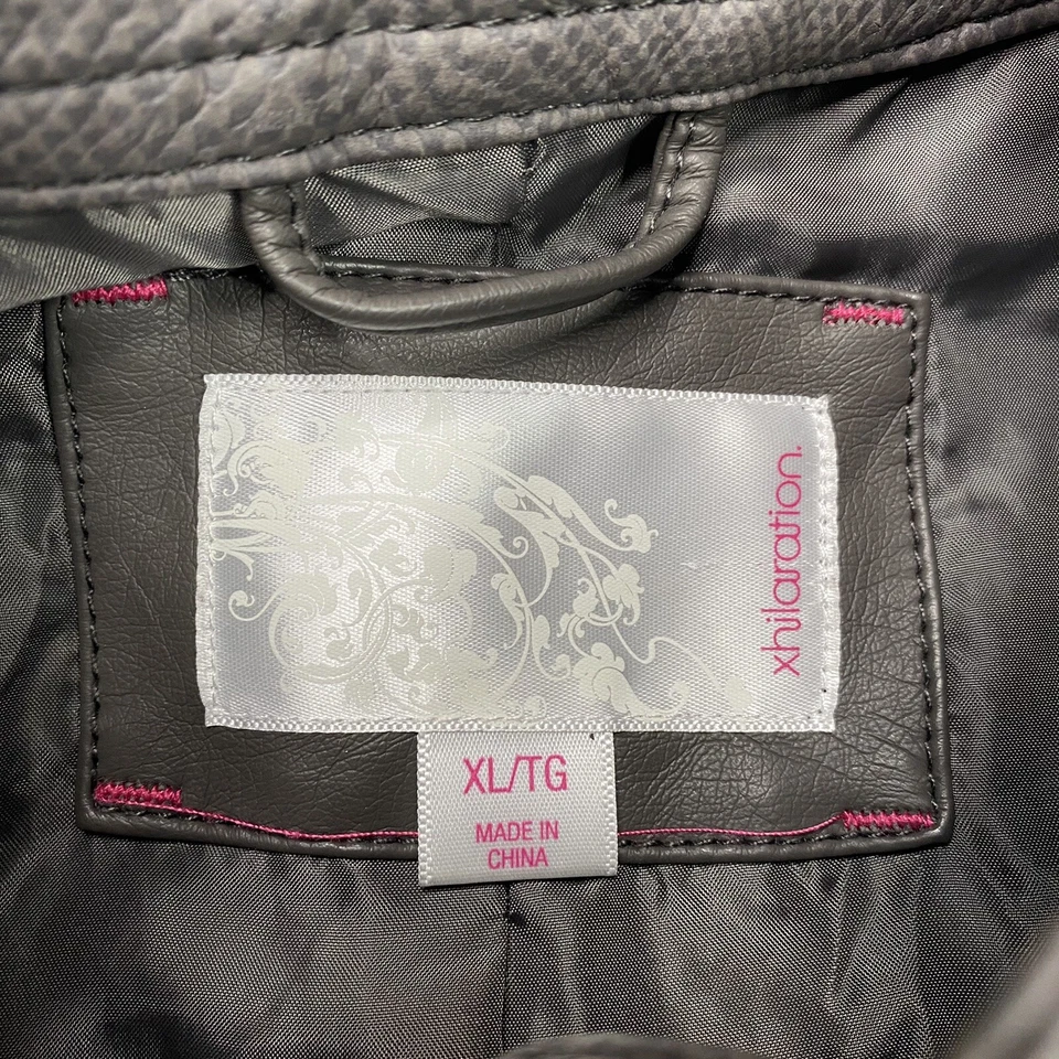 Xhilaration Juniors куртка sz XL серый змеиной кожи искусственной кожи полный молнии с подкладкой - Изображение 3 из 4