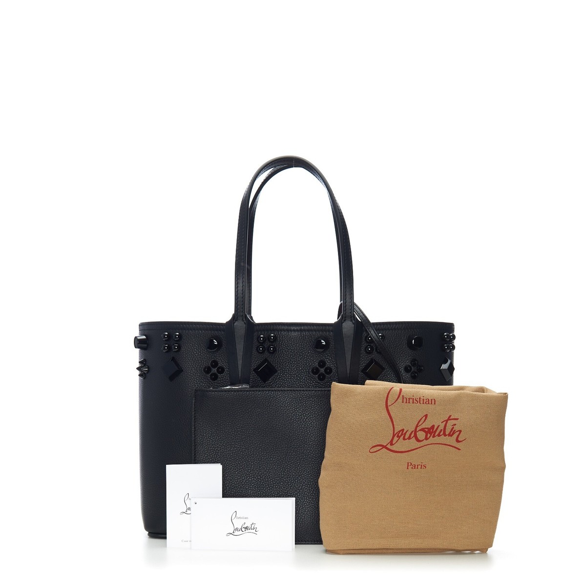 【SALE】Cabata CHRISTIAN LOUBOUTIN Cabata mini spiked textured-leather tote