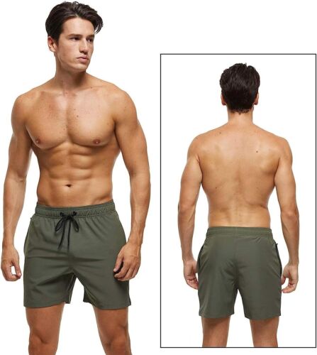 Men's Quick Dry Swim Trunks - Beach Shorts with Zipper Pockets & Mesh Lining - Picture 6 of 46