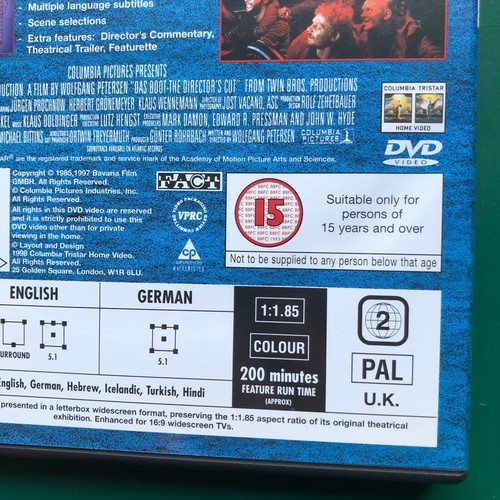 Wolfgang Petersen DAS BOOT (DIRECTOR'S CUT) Cult War Movie DVD Juergen Prochnow - Bild 7 von 17