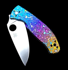 Spyderco Tenacious Knife C122TIBLP Satin Plain Edge Blade Flomascus Ano Titanium