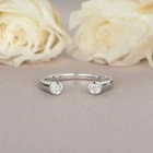 0.2ct Round Cut Moissanite Bezel Set Open Engagement Ring 14k White Gold Plated