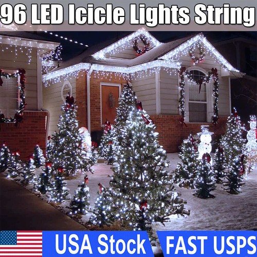 13FT LED Christmas Icicle Lights Curtain String Light Xmas Wedding Party Decor - Picture 1 of 15