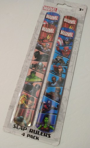 Marvel Slap Rulers 4 Pack Spider Man Iron Man New - Picture 1 of 5