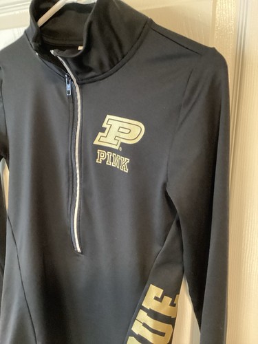 Purdue black and gold quarter zip jacket by Victoria’s Secret Pink-size xs - Picture 2 of 5