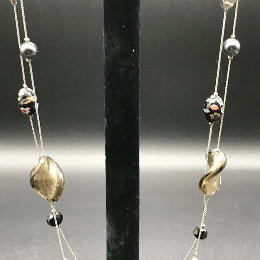 3 collares para mujer hechos a mano millefiori vidrio forma diamante metal flecos gargantilla Foto 2 de 4