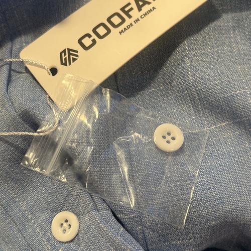 Coofandy Blouse Womens 3XL Blue Long Sleeve Button Up Pocket Rayon Linen Blend - Picture 5 of 10