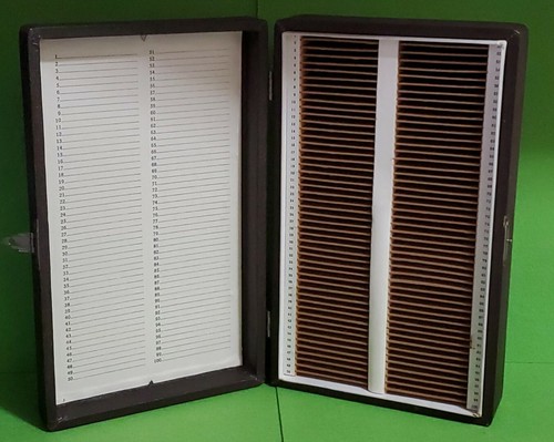 VINTAGE LEICA SLIDE FILE BOX STORAGE SYSTEM WITH COMPARTMENT TRAYS CAN HOLD 100 - Picture 7 of 12
