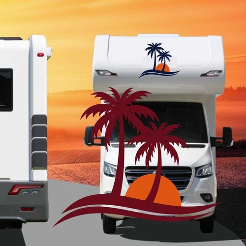 Pegatina palmera autocaravana caravana palmeras puesta de sol autocaravana móvil autocaravana - Imagen 2 de 4