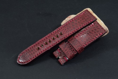 UHRENARMBAND 24/22 130/80 MM ECHT ECHSE LEDER WEINROT BURGUNDY MA STRAP 143 - Bild 1 von 7