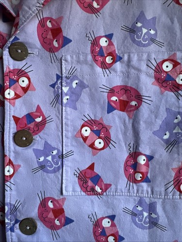 Retro Ruthie Talla Med Caras de Gato Gatito Gato Con Camisa Abotonada Campamento Aloha - Imagen 2 de 8