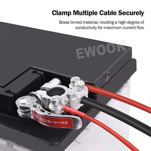 2x 12V 4-Way Battery Terminal Connectors Clamp Car Marine Caravan Quick Release - Picture 5 of 12