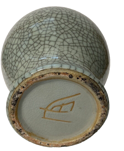 Vintage chinesische Seladon grüne Crackle Glasur Porzellan Keramik Vase 12" hoch - Bild 3 von 3
