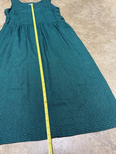 VTG Lanz Dress Womens Size 10 CottageCore Grannycore Prairie Plaid Green/Black - Picture 4 of 11