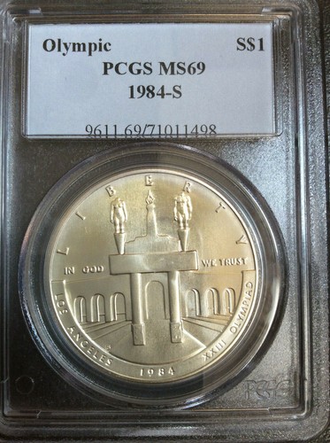 1984-S Olympic Commemorative Silver Dollar PCGS MS69 Gem BU B0459 - Picture 7 of 10