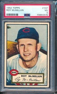1952 Topps #137 ROY McMILLAN Rookie RC Cincinnati Reds ~ PSA 3
