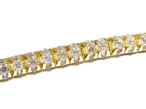 Armband 14 Karat Gelbgold 13,00 kt Rundschliff weißer Diamant Tennisstil 55,1 g  - Bild 1 von 8