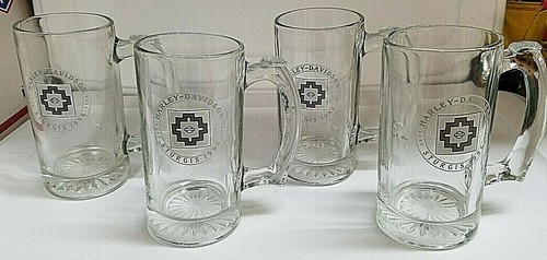 4 PIECE HARLEY DAVIDSON STURGIS 1996 GLASS BEER MUG 5.5" - Picture 1 of 9