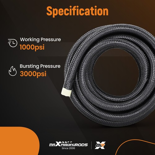 5m 8AN trenzado de nylon acero Línea de combustible de aceite Kit de adaptador - Imagen 4 de 12
