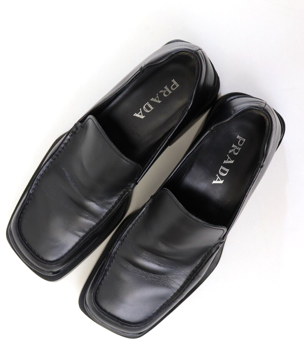 Vintage PRADA AW 1999 90s Square Toe Slip On Block Heeled Loafers 8 US9 EU42 | eBay Vintage PRADA AW 1999 90s Square Toe Slip On Block Heeled Loafers 8 US9 EU42 | eBay