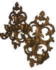 Vtg Pair Wall Sconce 19” Gold Filigree Homco Ind Usa 3 Tapered Candle Holder