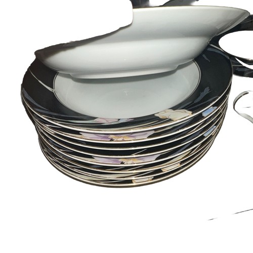 Mikasa Charisma Black 48pc Set Dinner Plates Saucers Bowls Tea Cups Cream Sugar - Picture 12 of 12