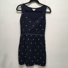 Gap Womens Dress Blue White Polka Dot Short Scoop Neck Sleeveless Embroidered 0