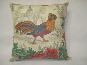 Colorful French Toile Rooster And Flowers Accent Decorative Throw