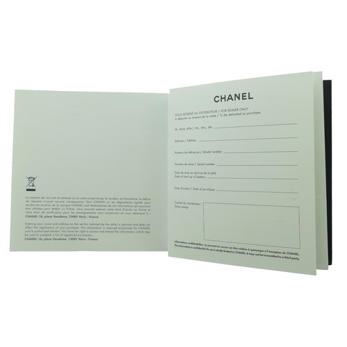 CHANEL CERTIFICATE OF AUTHENTICITY / INT'L GUARANTEE BOOKLET - OPEN CERTIFICATE - Picture 2 of 3