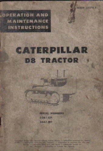 Caterpillar D8 Tractor Operators Maintenance Manual - Picture 1 of 1