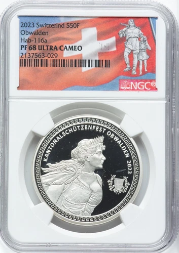 Switzerland 2023 50 Francs Obwalden Shooting Festival NGC PF 68 Ultra Cameo