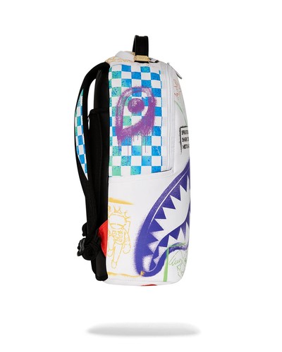 Sprayground Cut Out For Greatness Backpack🔥New White Bookbag Large School Bag - Picture 3 of 10