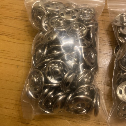200 PRYM Sew On Snaps Hand Sewn Bag Buttons Size 3 Metal Snaps Fasteners Silver - Picture 2 of 6