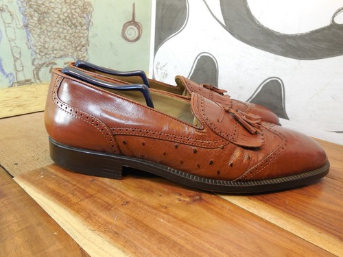 Stanley Brown Leather Kiltie Tassel Wingtip Loafers Men's 11.5N #2607/6 Italy - Picture 5 of 11