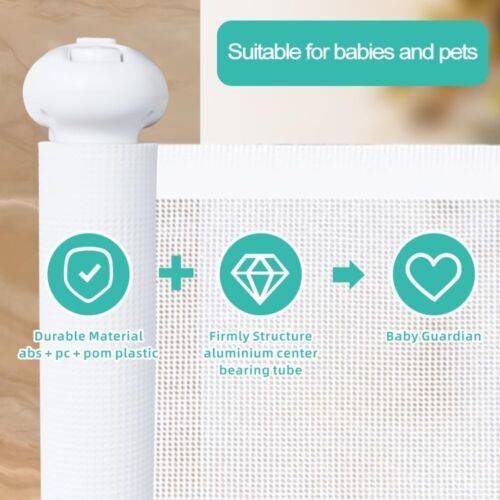 Retractable Baby Safety Gate 137" Extra Wide Pet & Child Barrier Indoor Outdoor - Picture 7 of 10