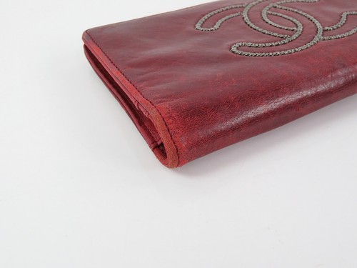 Auténtico monedero largo CC de cuero rojo Chanel #56438 - Imagen 8 de 20