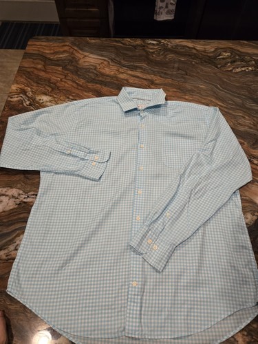 Camisa de vestir deportiva Peter Millar Crown azul guinga rendimiento para hombre XL - Imagen 1 de 11