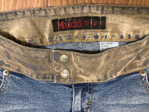 Vintage 90's MUDD Retro Hippie Flare Boho Jeans Jr. Size 11 Velvet Accents 33x30 - Picture 5 of 11