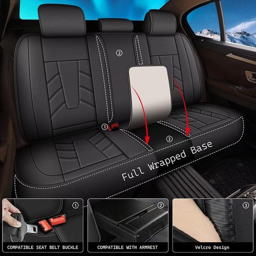 Juego completo de 5 fundas de asiento de coche aptas para Subaru Outback 2010-2025 de cuero sintético - Imagen 2 de 9
