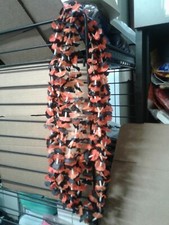 Hawaiian Flower Necklace Set of 12 Orange and Black Halloween