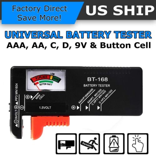 Battery Tester Checker Universal For AA AAA C D 9V 1.5V Button Cell Batteries US - Picture 1 of 10