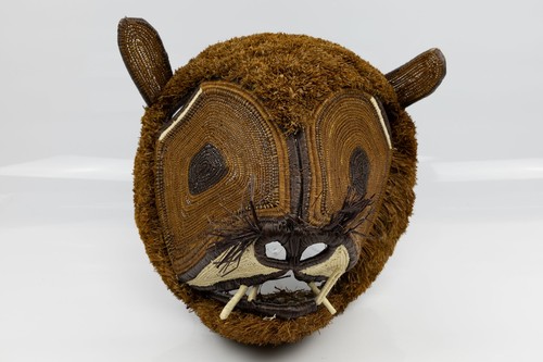 Hand Woven African Feline Lion Mask Panama - Picture 6 of 10