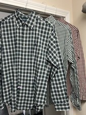Lot Of 3 Lauren Ralph Polo Mens Classic Fit Blue Long Green Check Shirt Large