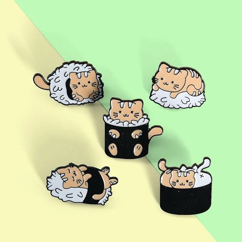 Sushi Roll Cat Enamel Pin Japan Food Cats Backpack Cute Pins Birthday Gifts - Picture 4 of 11